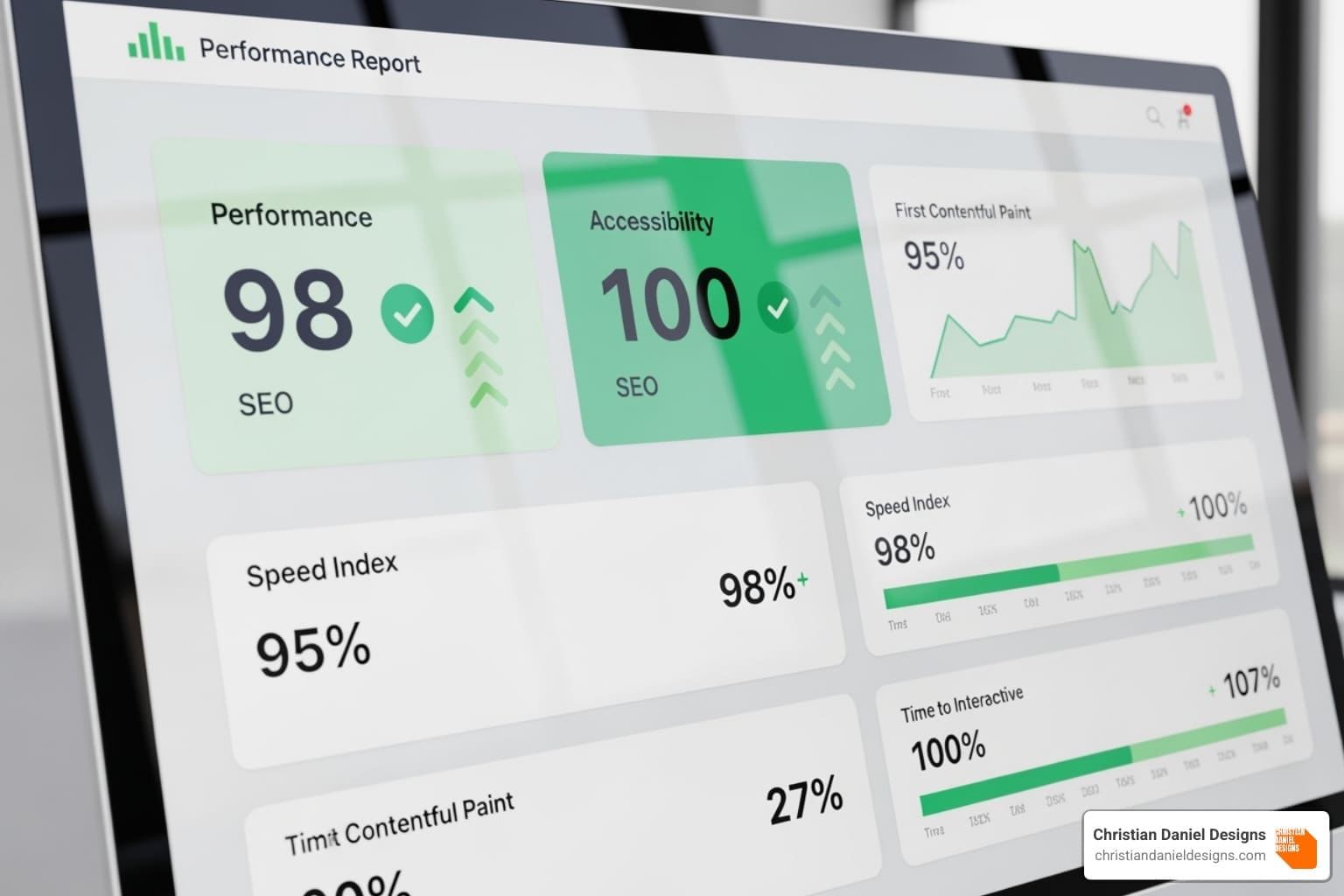 Google Lighthouse report showing high performance score - restaurant homepage design