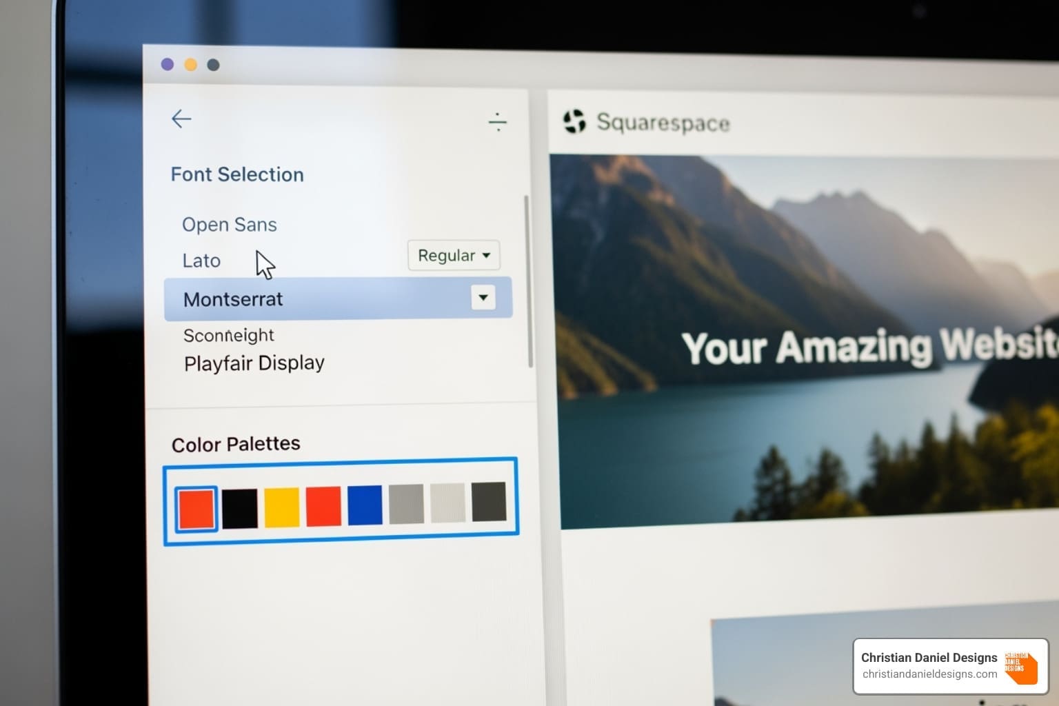 Squarespace style editor panel showing font and color choices - Squarespace Designs