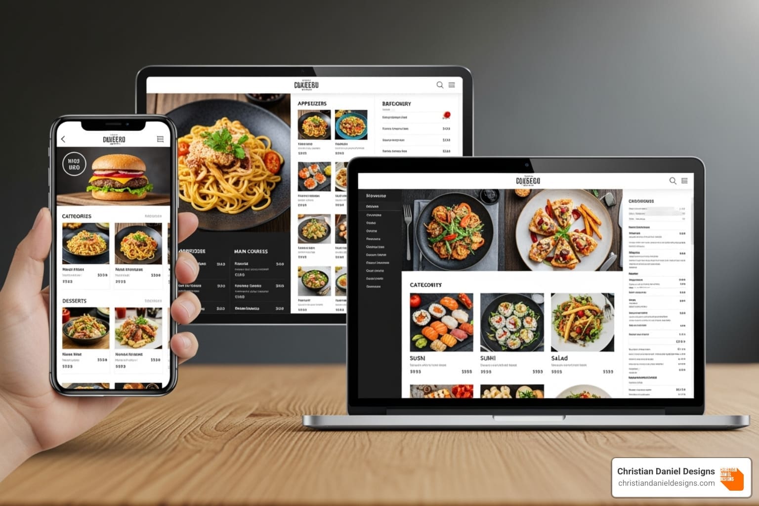 visually appealing and responsive online menu - Responsive restaurant websites