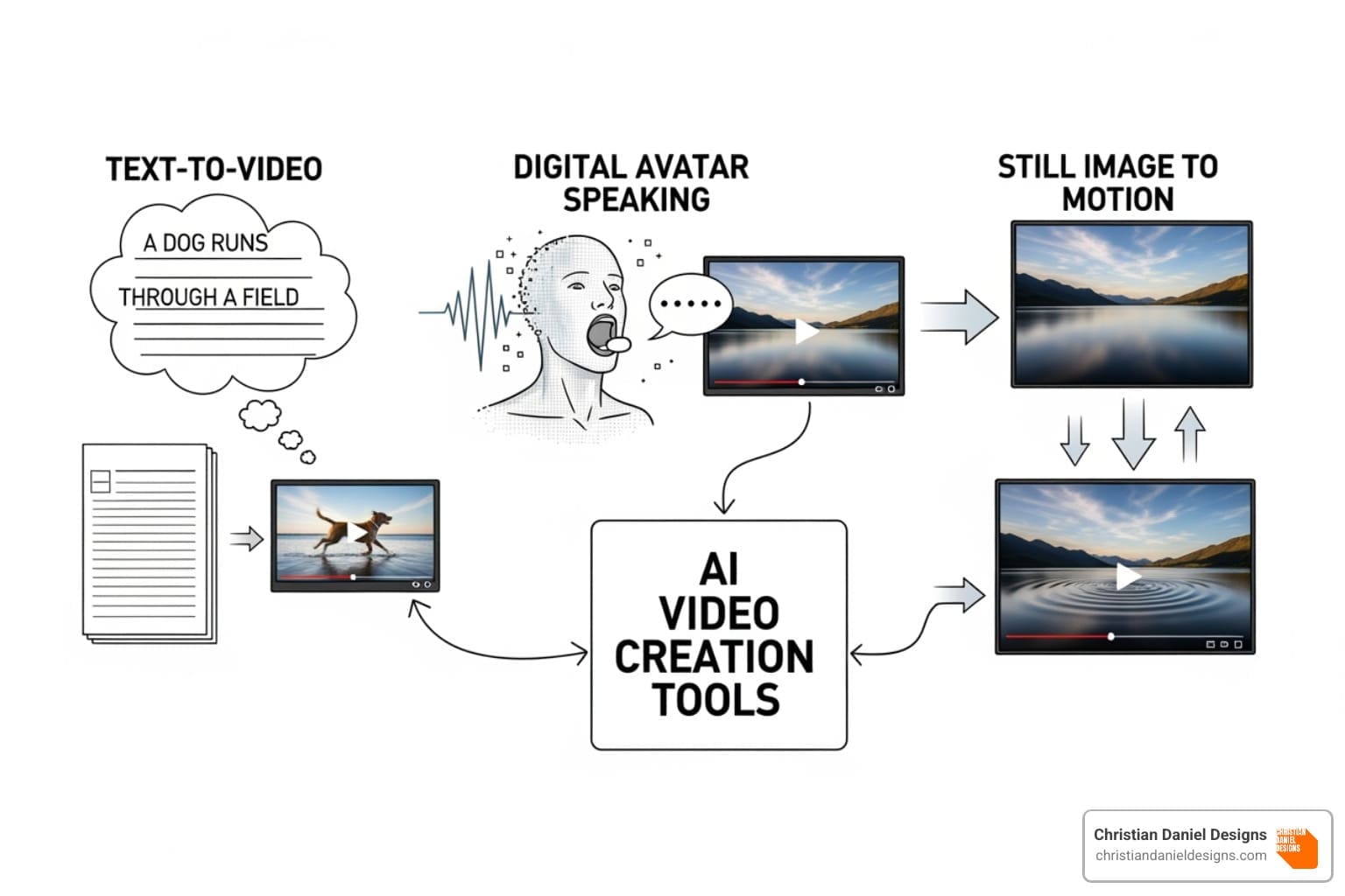 A diagram illustrating the different categories of AI video tools - how to make ai videos
