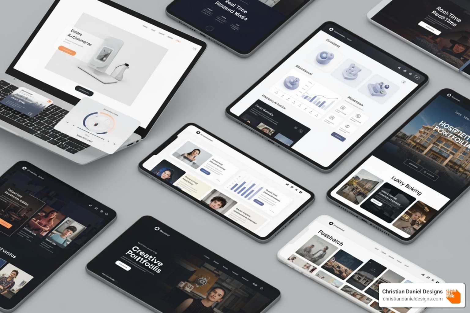 A collage of diverse visually stunning immersive websites, featuring various industries and design styles - Immersive website experiences