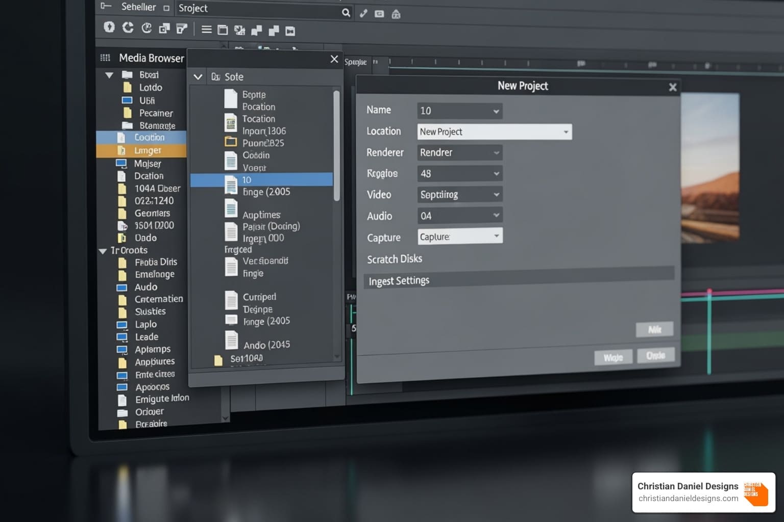 Premiere Pro New Project window and Media Browser panel - Film editing Premiere Pro
